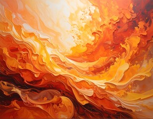 Flowing, fiery abstract, swirling with warm colors and a radiant glow