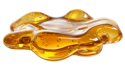 Golden Liquid with Bubbles Swirling and Flowing