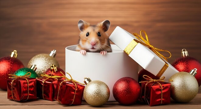 “Playful cat with Christmas ornaments, red festive backdrop, shiny baubles, holiday decoration theme, soft studio lighting, clean commercial look.