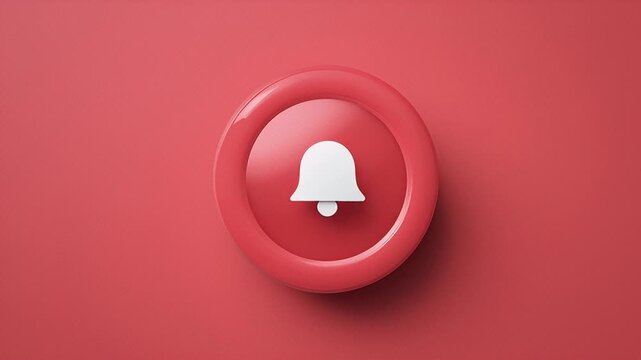 Red Glossy Notification Button White Bell Icon Red Background