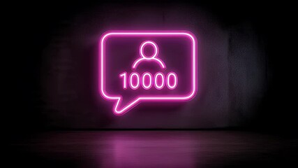 Neon 10000 Followers Subscriber Icon Social Media Celebration