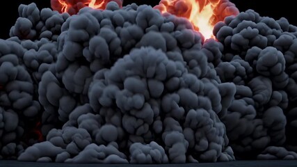 Epic 4K explosion animation featuring bursts glowing fire dense smoke expanding dynamically screen ideal cinematic VFX gaming action themed visuals