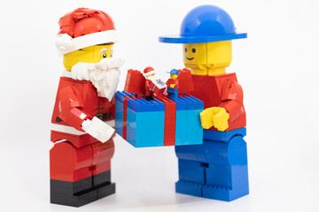 Naklejka premium Hong Kong, November 9 2025: one of Christmas character Santa clause celebrate in Christmas