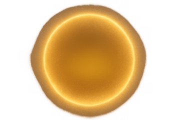 Golden glowing energy orb with luminous ring effect creating a vibrant abstract light element with transparent background