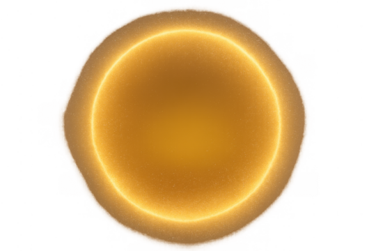 Golden glowing energy orb with luminous ring effect creating a vibrant abstract light element with transparent background