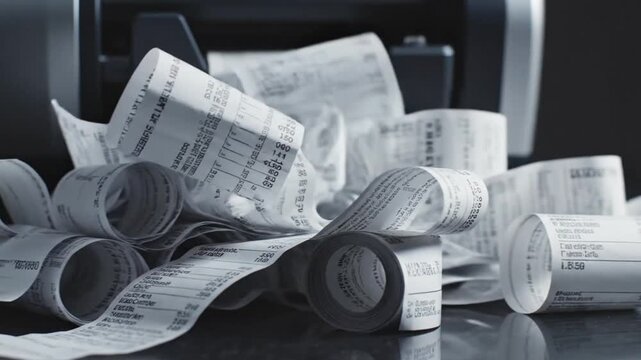 Receipt Printer Overload - A Cascade of Printed Paper.