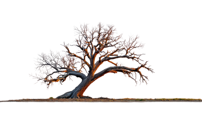 Ancient Tree of Resilience: An aged tree, weathered by time and seasons, stands as a testament to nature's enduring power, its gnarled branches reaching towards the sky.