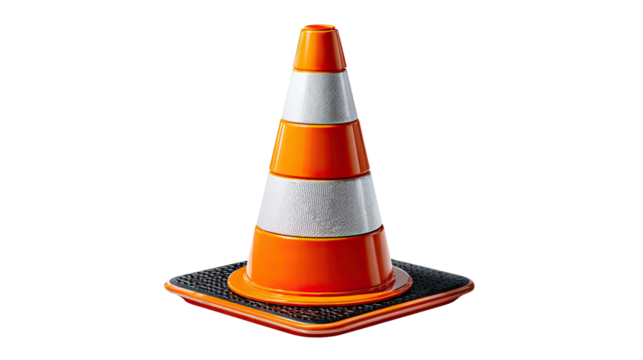 Traffic Cone: A vibrant and strategically positioned traffic cone, a beacon of safety and order, stands tall against an unseen background, ready to guide and alert. 