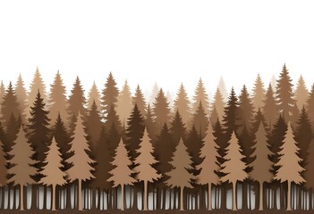 layered paper cut forest silhouette in brown tones, minimalist nature background. eco woodland texture pattern wallpaper