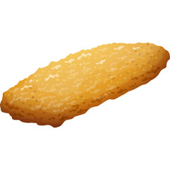 Golden Breaded Fish Fillet on Transparent Background Macro Shot with Detailed Texture and Crisp Golden Brown Crust Perfect for Food Photography and Culinary Designs