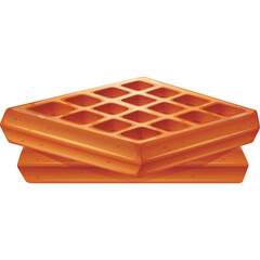Golden Brown Belgian Waffles Stacked High Isolated on White Background With Grid Pattern and Texture
