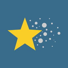 Obraz premium Vector graphic of a yellow star with white dots on a blue background. Celebration concept.