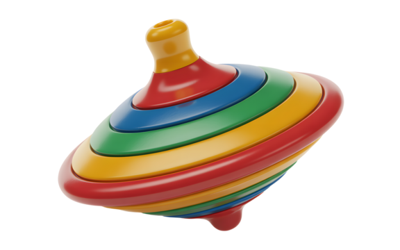 Spinning top in vibrant colors brings a playful burst of joy, perfect for childhood themes, retro designs, and vibrant creative projects with a touch of nostalgia