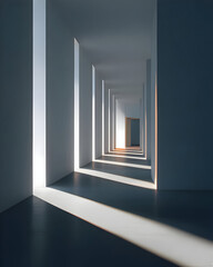 Abstract Light Corridor with Frames