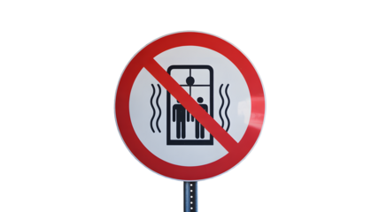 Elevator malfunction warning sign, a visual reminder of safety protocols for building maintenance, facility management teams promoting safe environments