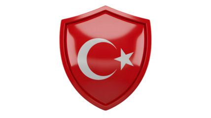 Bold red shield with crescent moon and star emblems, ready for graphic design projects or patriotic themes, a symbol of strength and Turkish heritage