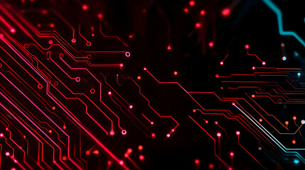 Red Digital Circuit Background