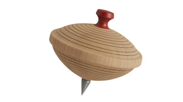 Classic wooden spinning top toy evokes childhood fun and nostalgia, making it perfect for playful designs and vintage-inspired projects