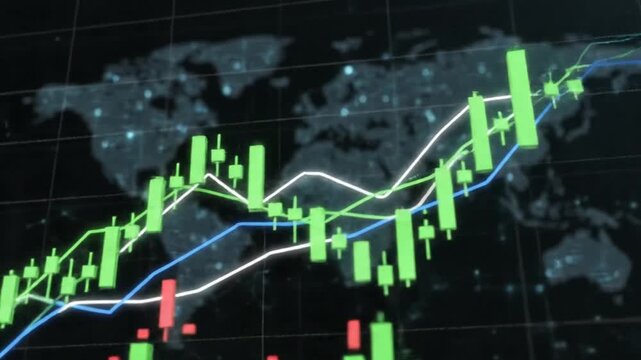 Fluctuating markets projected on global geography