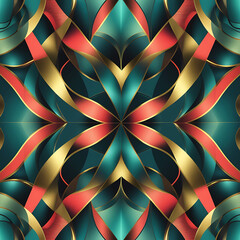Luxury Abstract Creative Pattern Background in Teal, Red, and Gold.