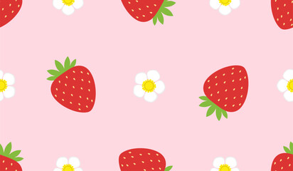 Seamless pattern with cute strawberry.
