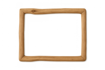 Rustic wooden picture frame border on transparent background, natural dark brown oak wood texture, eco friendly decoration