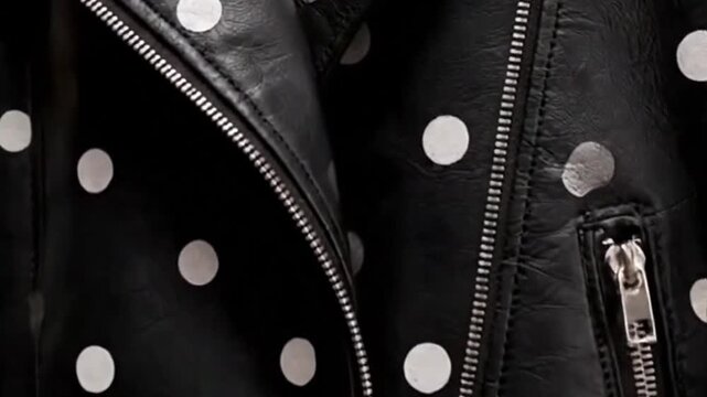 Polka dot jacket with shiny zippers