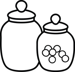 Candy Jars Line Art Transparent Background