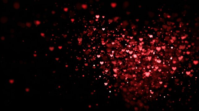 A Beautiful Display of Red Hearts Floating Against a Dark Background Creating a Romantic and Enchanting Atmosphere