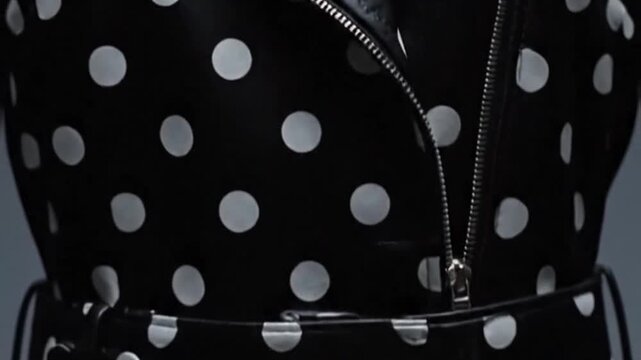 Polka dotted jacket with zipper close