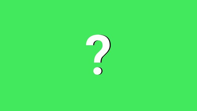 Looping animation of white question mark icon on green screen background 4k video