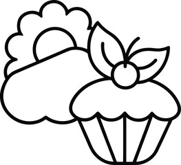 Food Typography Elements Line Art Transparent Background