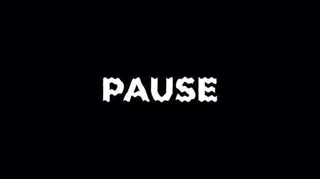 Pause Text Glitch Digital Distortion Seamless Loop Motion Graphic Element for Streaming and Retro Media