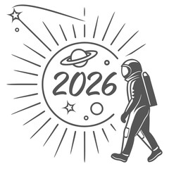 Astronaut Walking with Saturn and Stars in Space cosmos universe