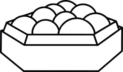 Japanese Bento Box Line Art Transparent Background