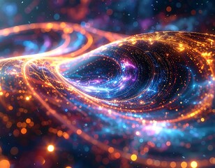 Abstract swirling wave of light and color, vibrant and dynamic