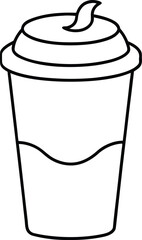 Latte in Takeaway Cup Line Art Transparent Background