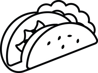 Mexican Street Tacos Line Art Transparent Background