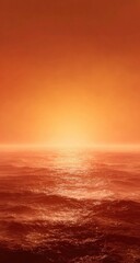Fiery sunset over a vast orange sea