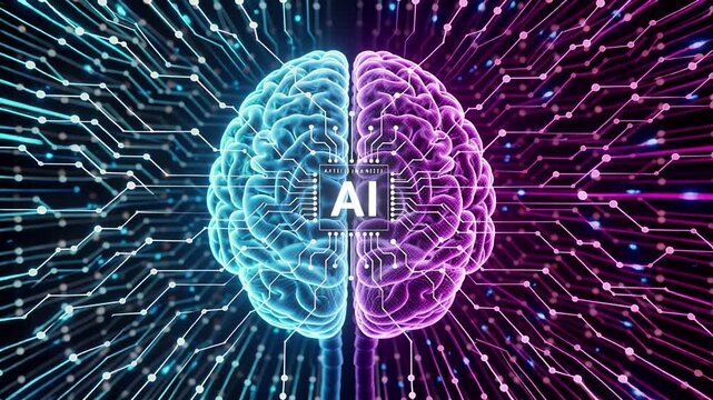 glowing brain ai integration futuristic visualization digital art | science, technology, future, digital art, medical theme - Powered by Adobe