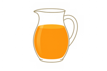 Glass pitcher holding refreshing orange juice on transparent background, a healthy and tropical breakfast drink illustration