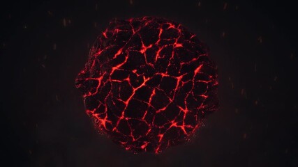 Abstract fractal design of a red heart explosion with flame and smoke on a black background conveying hot love and burning energy
