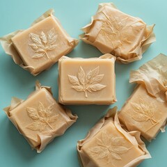 Natural Leaf-Embossed Bars on Aqua Background