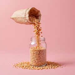 Pouring, Subject: Lentils, Location: Kitchen, Content Type: Photo, Environment: Minimalist, Viewpoint: Close-up, Concept: Food