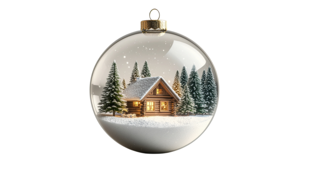 A colorful christmas ball decoration hangs on a festive winter tree branch, ready for the holiday season celebration Isolated on white background