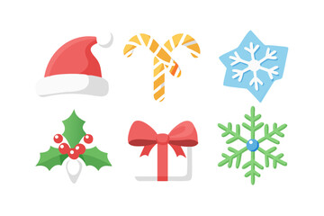 Festive christmas icons for holiday celebrations