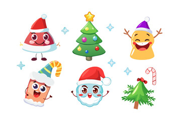Funny christmas characters for holiday decoration