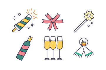 Colorful new year icons for festive design