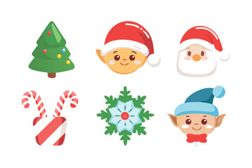 Christmas and new year cartoon icons