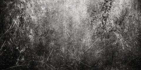 vintage grunge black texture with white scratches and speckles, distressed overlay background.